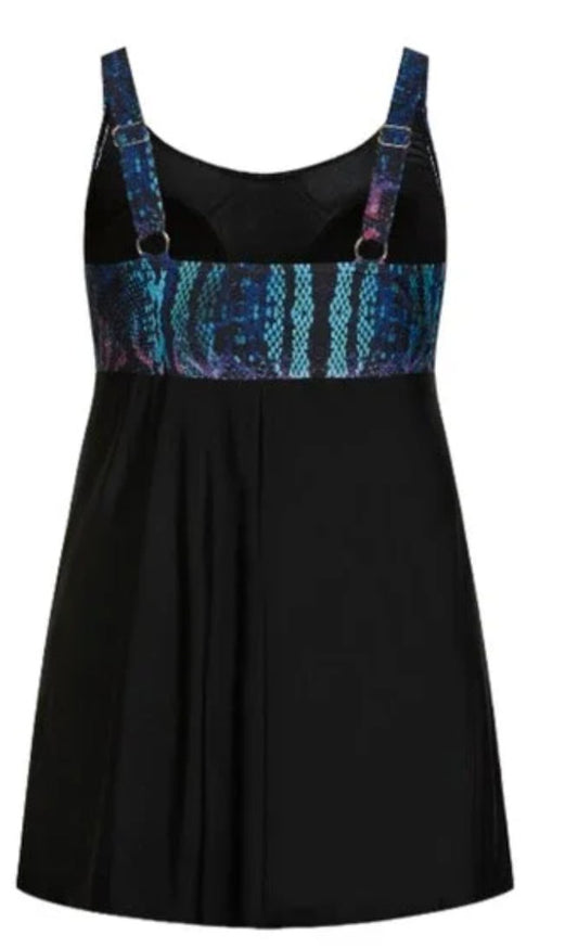 Avenue Python Print Empire Swim Dress Plus Size 18