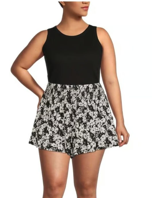 Terra & Sky Smocked Knit Shorts — Plus Size 2X