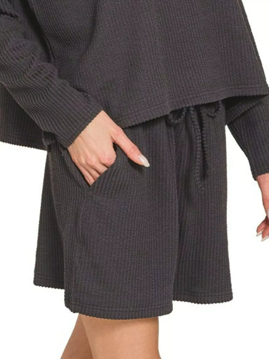 Ribbed Tie-Waist Shorts — Comfy & Cute