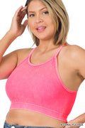 Plus washed ribbed seamless cropped cami top