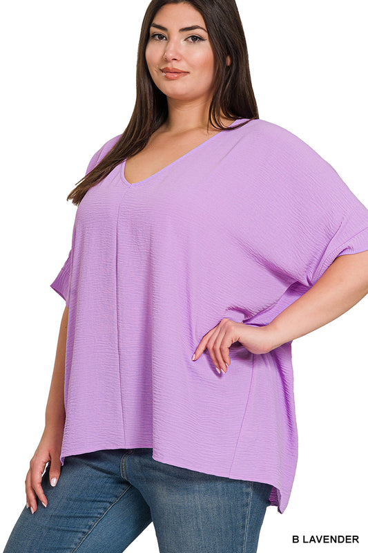 Plus Size Airflow V-Neck Dolman Top — Breezy & Relaxed