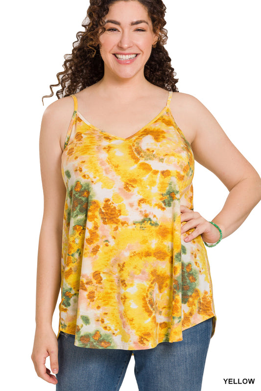 Plus Size Reversible Tie Dye Spaghetti Strap Cami — 2 Looks in 1