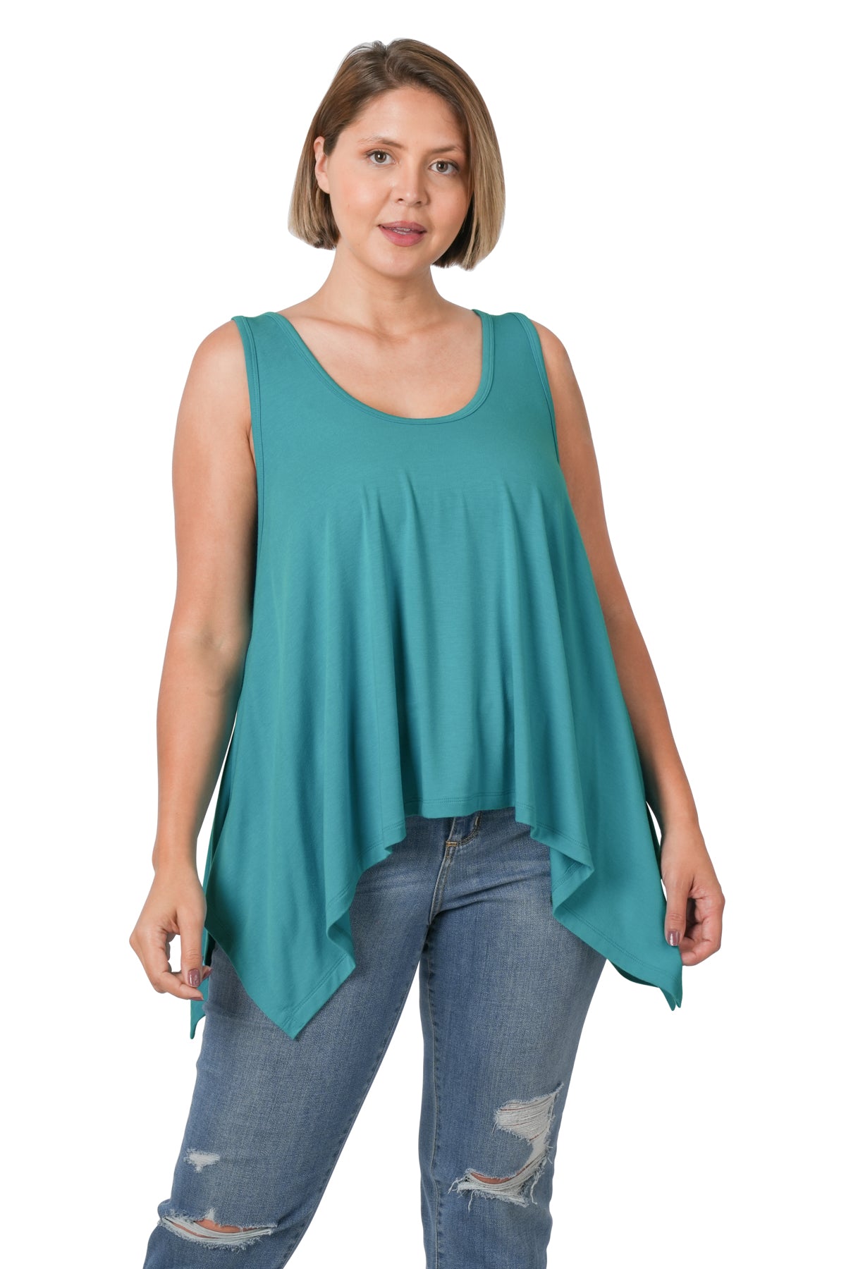 Plus Size Oversized Shark Bite Hem Tank Top