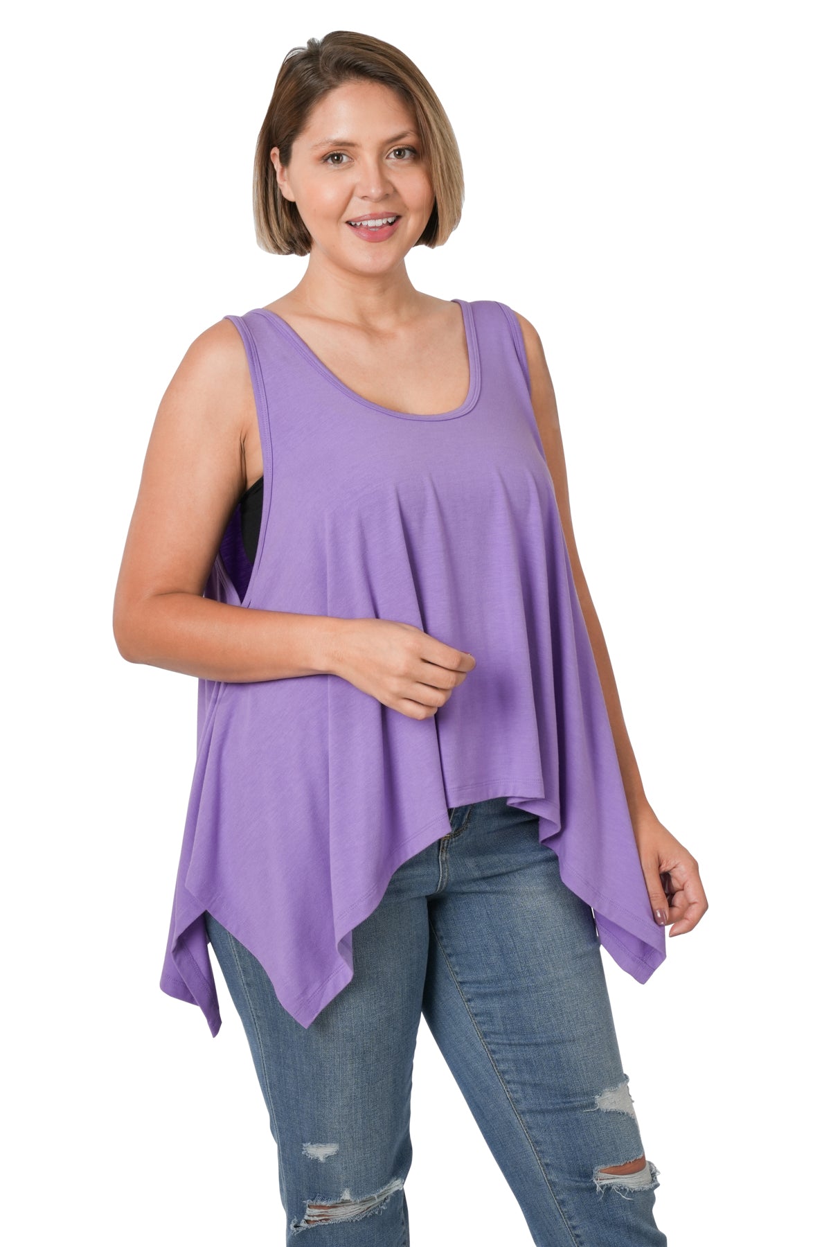 Plus Size Oversized Shark Bite Hem Tank Top
