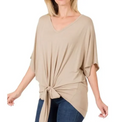 LUXE V-NECK TIE FRONT TOP
