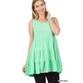Zenana Women & Plus Summer Casual Sleeveless Tiered Ruffle Tunic Peplum Tank Top