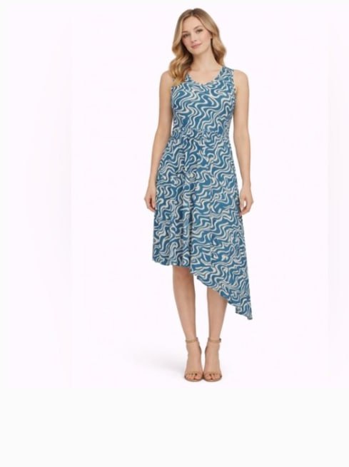 Ava & Viv Blue Swirl Sleeveless Dress 1X