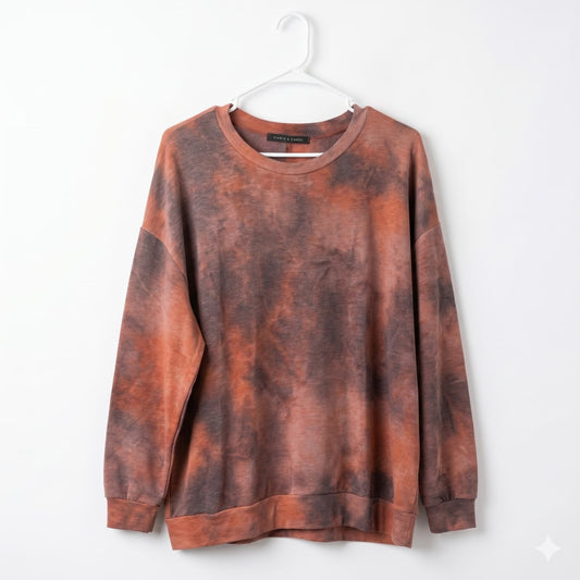 Chris + Carol Relaxed Oversized Tie Dye Sweatshirt — Rust 3X
