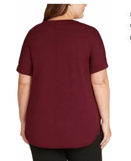 Matty M French Terry Roll Cuff Tee Heather Wine XXL back view