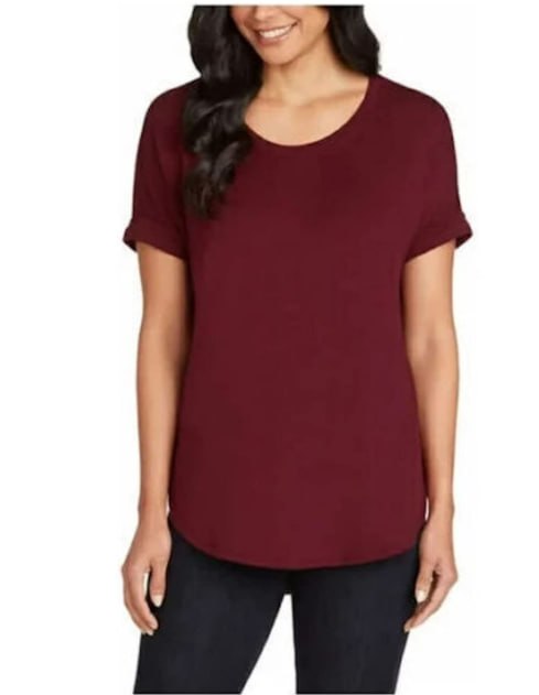 Matty M French Terry Roll Cuff Tee Heather Wine XXL