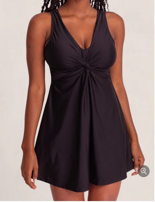 Shapermint Essentials Knot-Front Swim Dress Black 3X