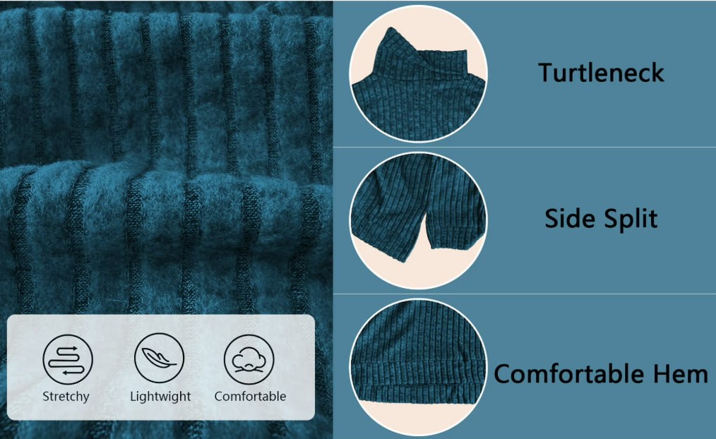 Turtleneck Tunic Sweater — Teal 2XL