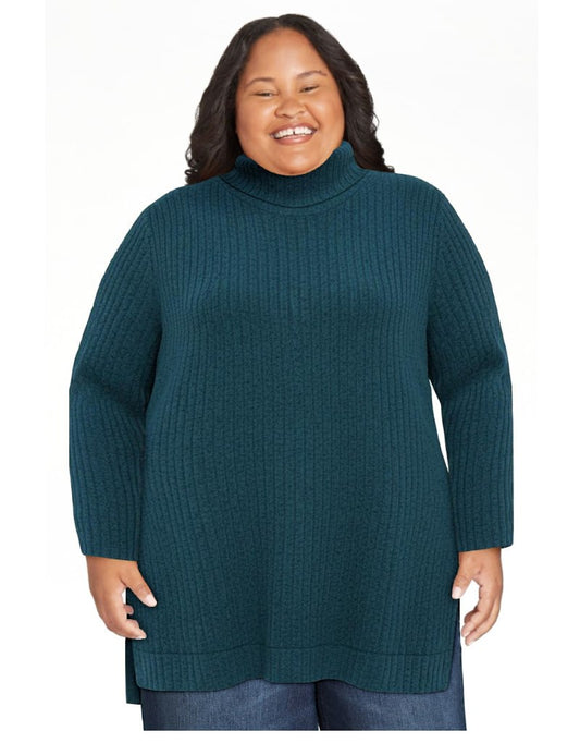 Turtleneck Tunic Sweater — Teal 2XL