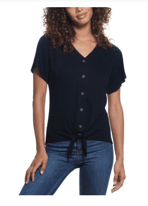 Weatherproof Vintage Tie Front Top Black XXL