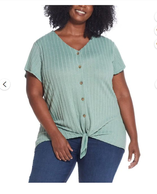 Weatherproof Vintage Tie Front Top texture detail