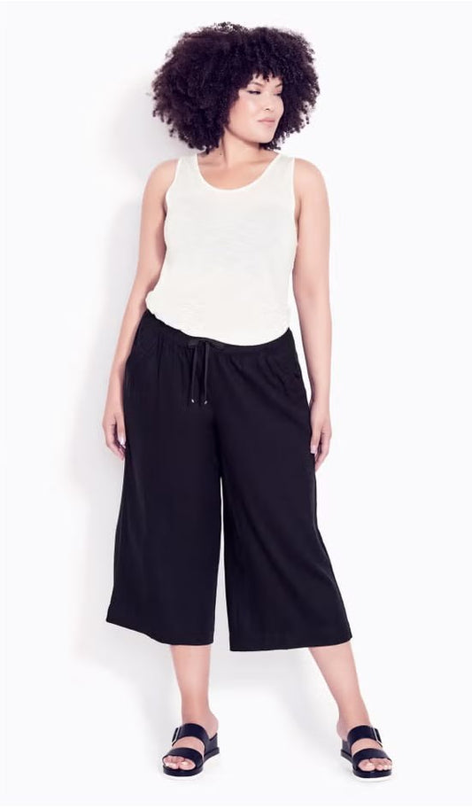 One Stop Plus Wide Leg Crop Pant Black Size 18