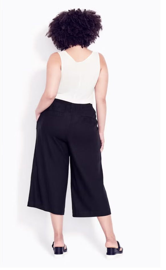 One Stop Plus Wide Leg Crop Pant Black Size 18