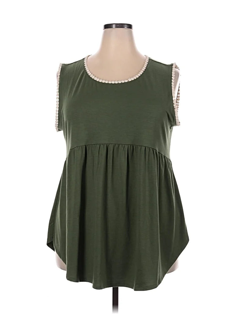 Plus Size Studded Detail Sleeveless Long Tank Top