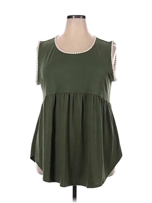 Plus Size Studded Detail Sleeveless Long Tank Top