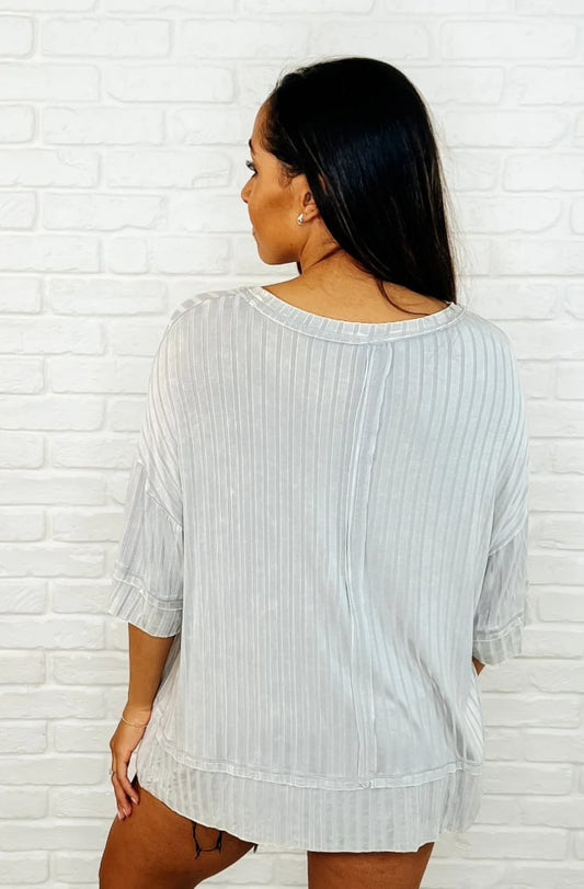 Loosely Speaking Oversized Basic Top — Light Grey